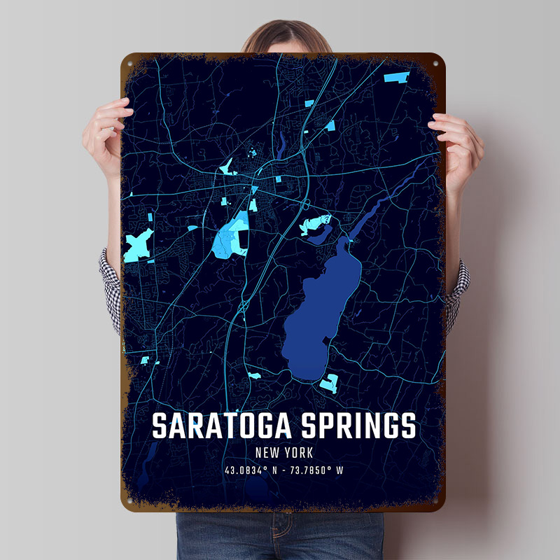 Custom Map Poster - Poster Peta Kota Saratoga Springs Midnight,