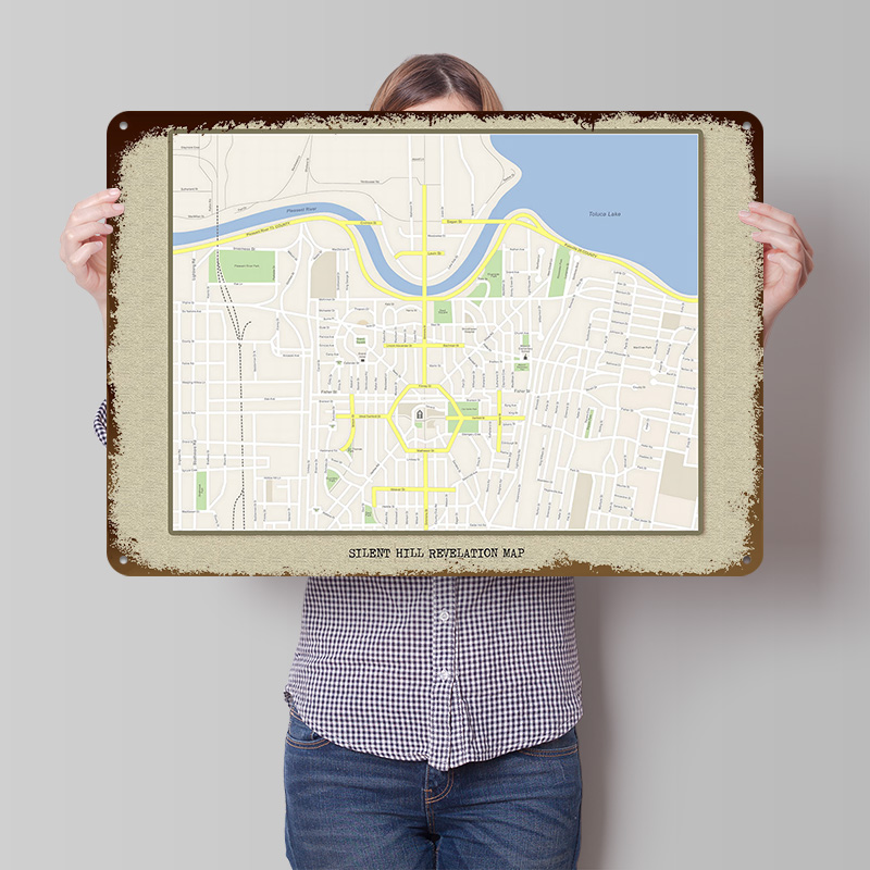 Custom Map Poster - Poster Logam Peta Silent Hill Revelation,