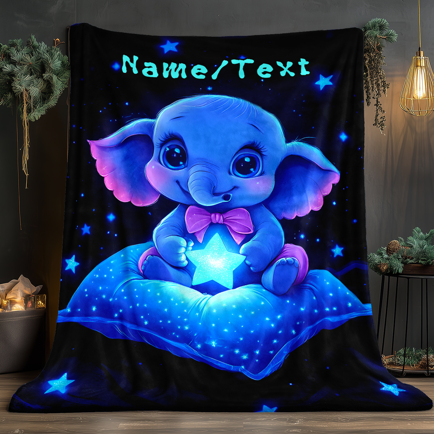 Custom Night Sky - Selimut Gajah Biru Lucu yang Dipersonalisasi,