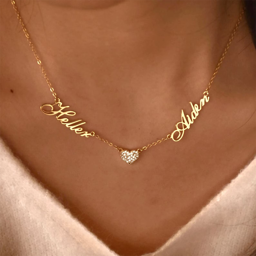 Name Necklace Custom - Kalung Dua Nama Kustom untuk Wanita