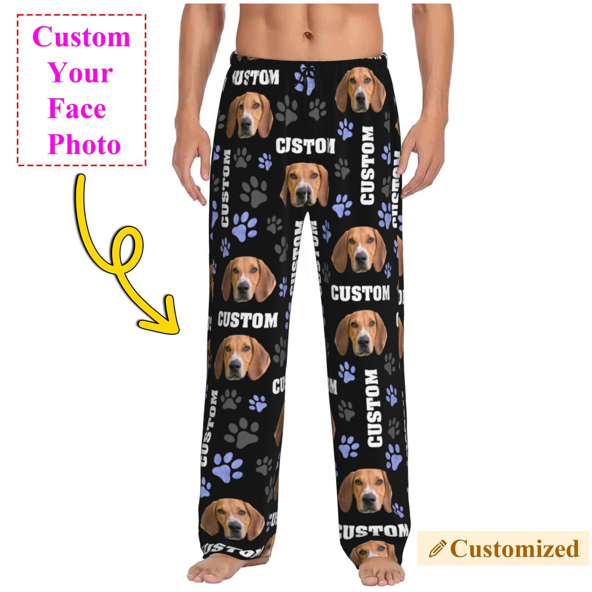 Pet Portrait Custom - Celana Piyama Foto Anjing Kustom Pria