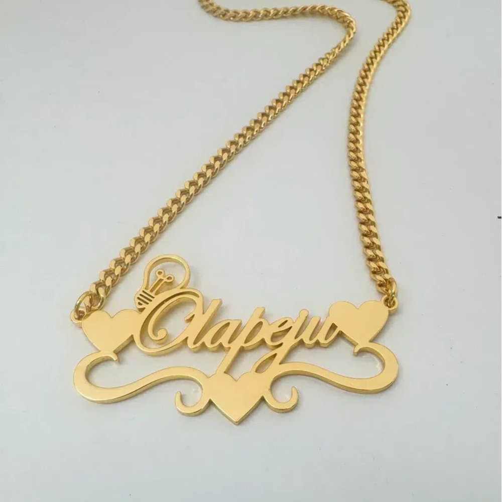 Name Necklace Custom - Kalung nama warna emas buatan tangan