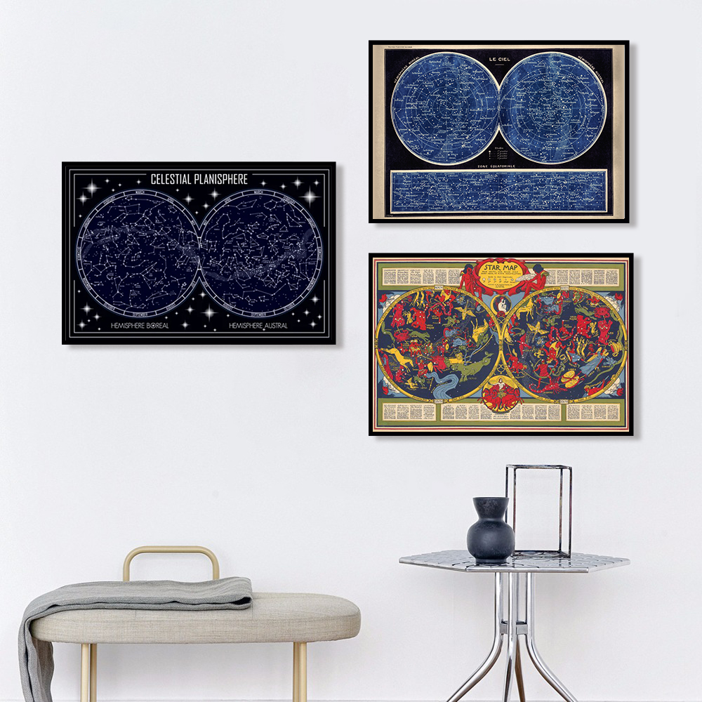 Custom Star Map - 1pc Celestial Planisphere peta Poster lukisan