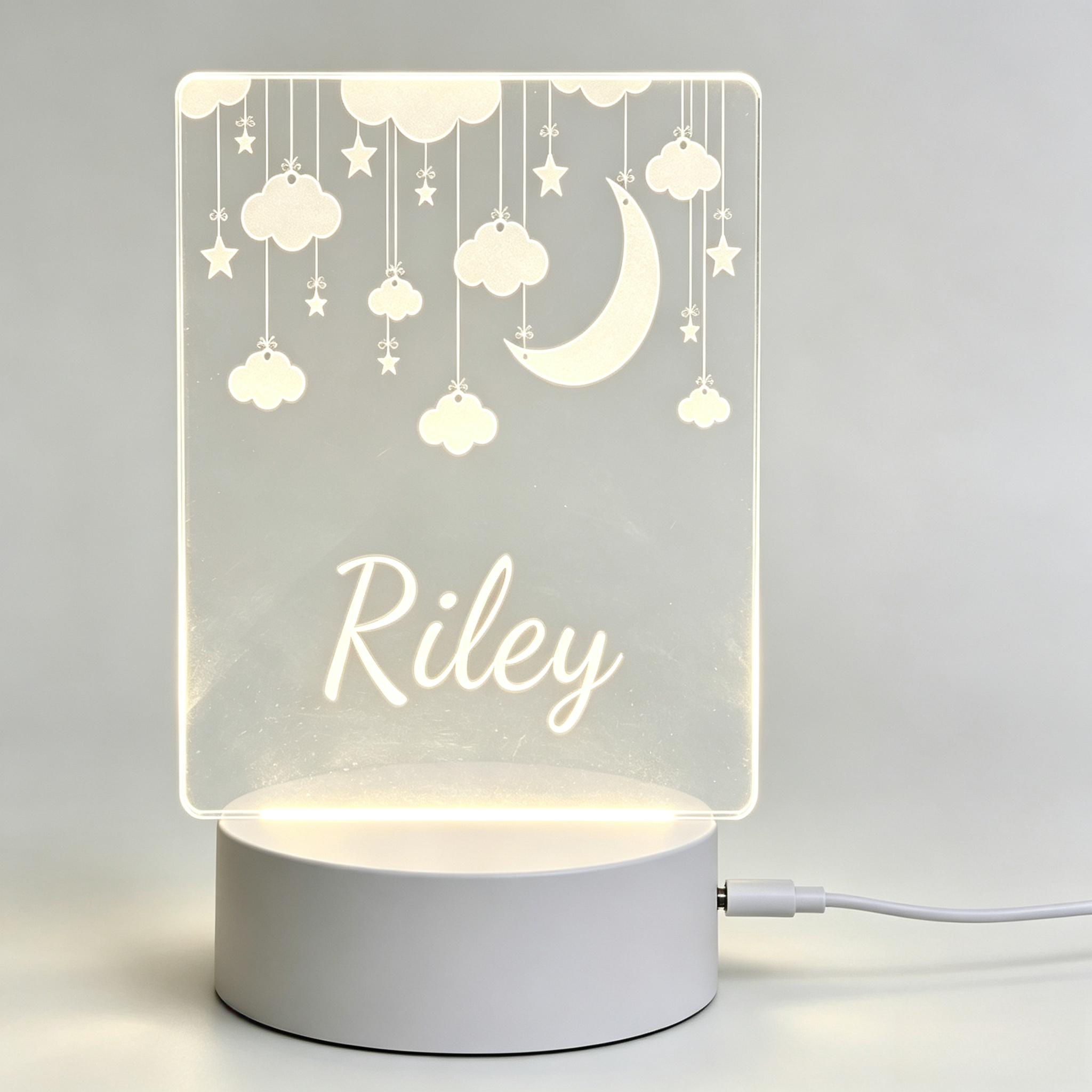 Custom Night Sky - Lampu Akrilik 3D Elegan Berbentuk Awan,