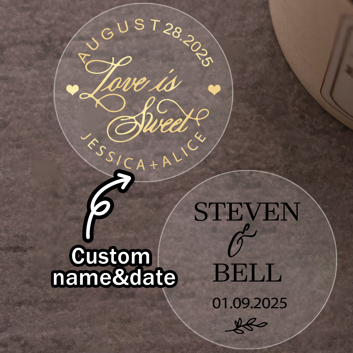 Personalised Candle Label - 30-240 Buah Stiker Hot Stamping Transparan