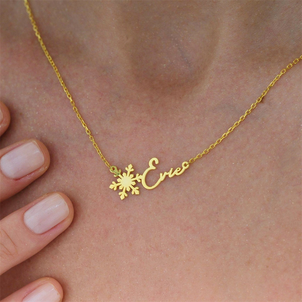 Birth Flower Necklace - Kalung Nama Sederhana Custom dari Baja