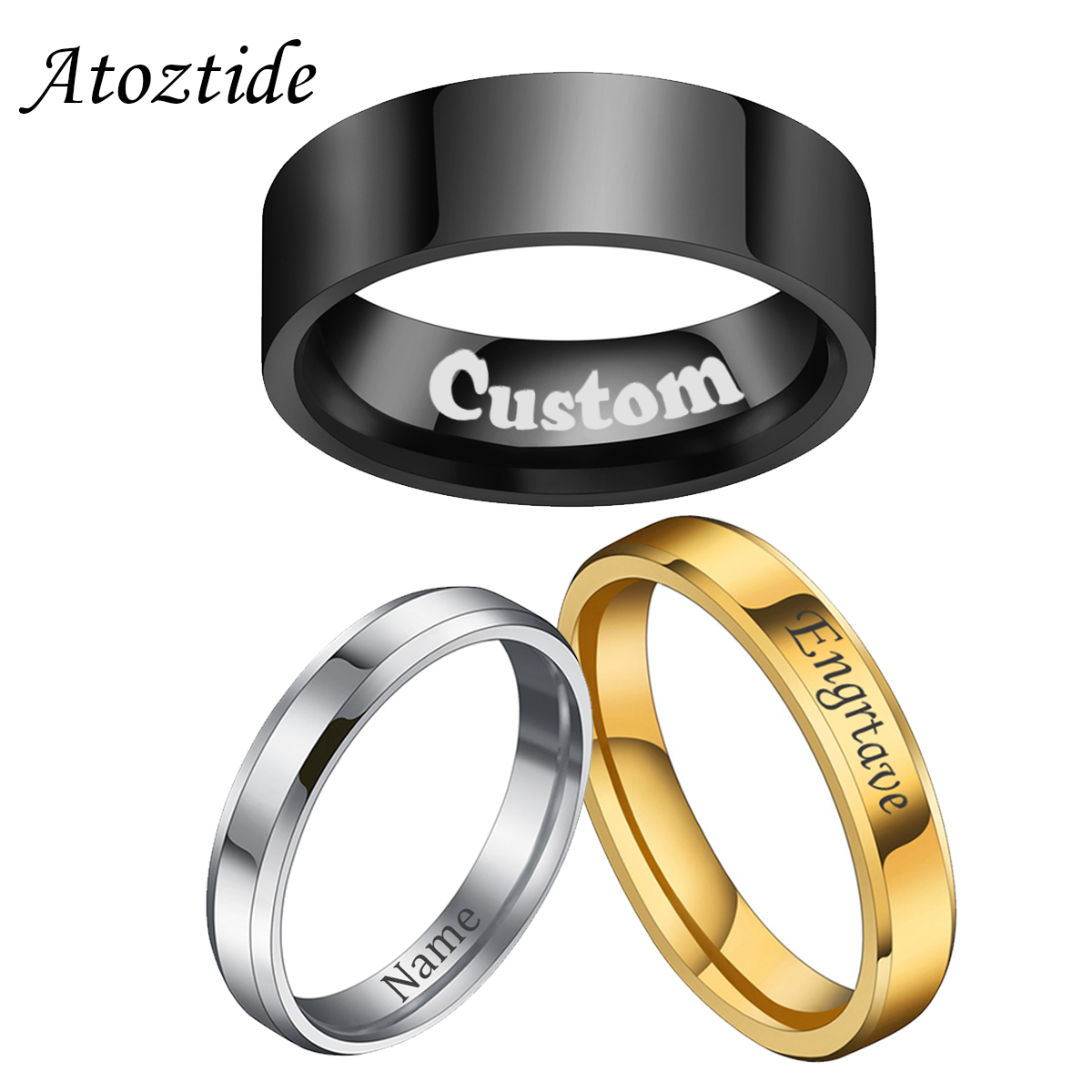 Initial Ring Custom - Atoztide 4/6/8Mm Cincin Tanggal Ukiran Nama