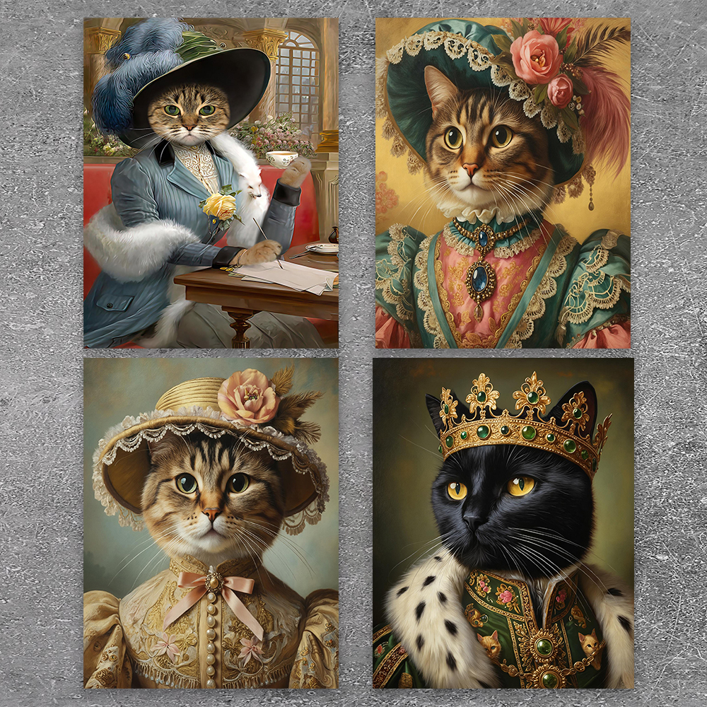 Pet Portrait Custom - 1pc Poster Potret Hewan Peliharaan Klasik