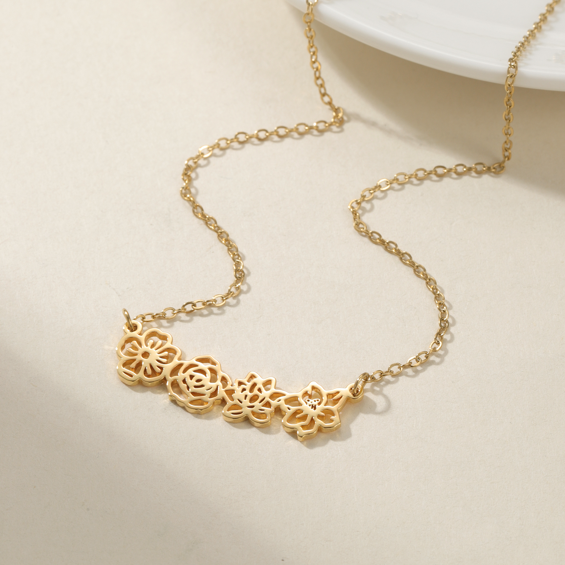 Birth Flower Necklace - Kalung Personalisasi, Kalung Bunga Kelahiran Custom,