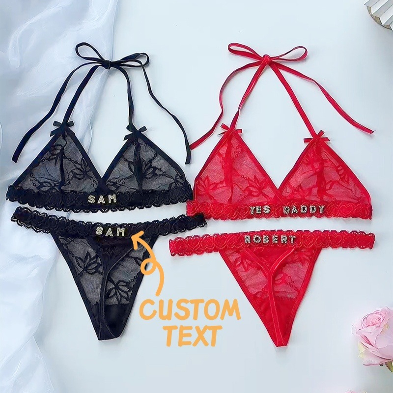 Name Necklace Custom - Set Bra dan Panty Seksi dengan