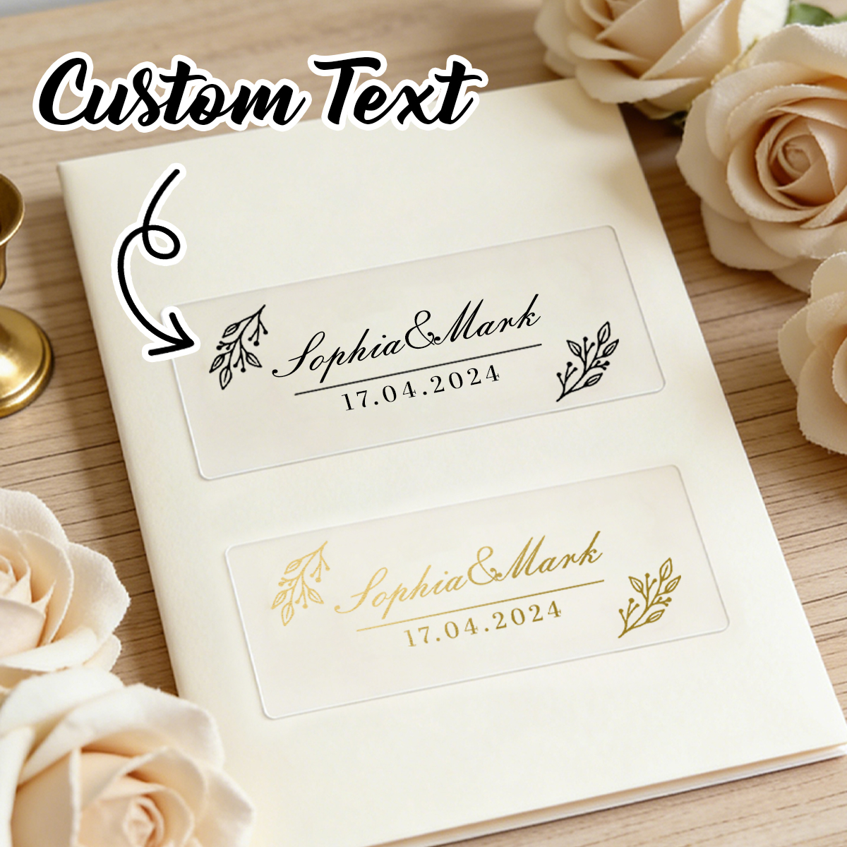 Personalised Candle Label - 30-300 Buah Stiker Pernikahan Kustom, Stiker