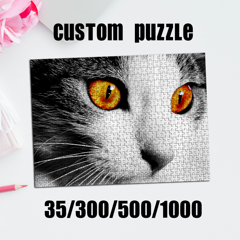 Pet Portrait Custom - 35/300/500/1000 Buah Puzzle Foto Kustom Yang
