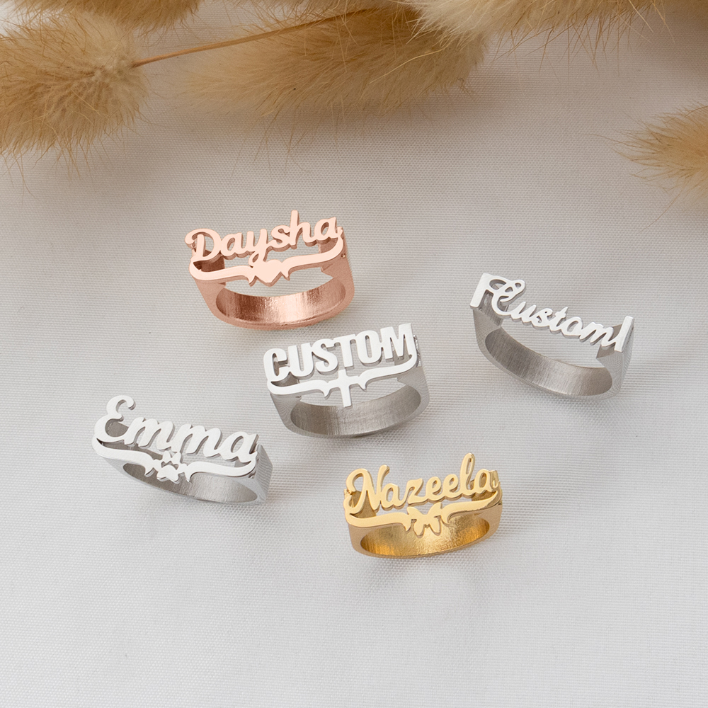 Initial Ring Custom - Cincin Nama Khusus, Cincin Baja Tahan