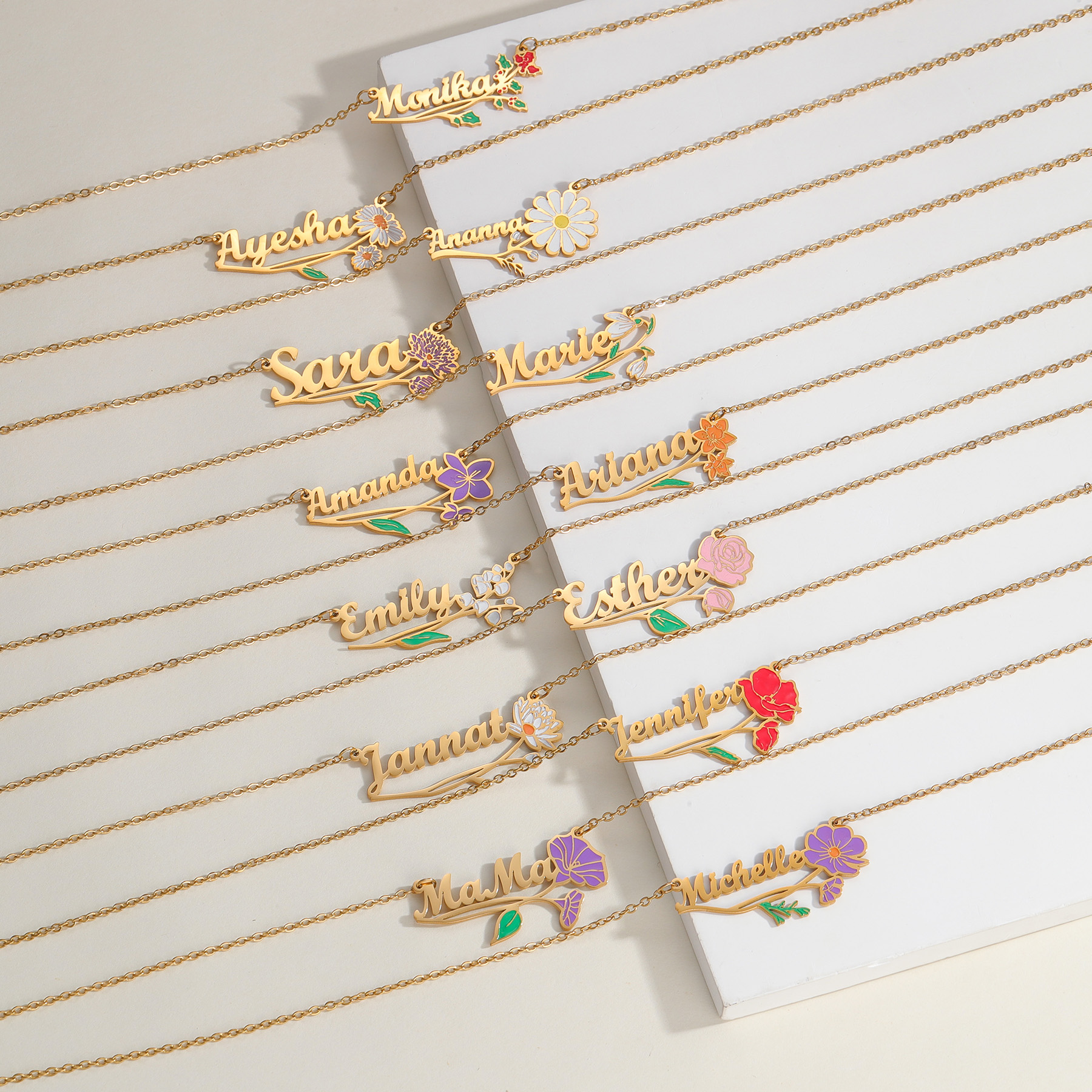 Birth Flower Necklace - Acheerup Kalung Bunga Warna Cetak UV