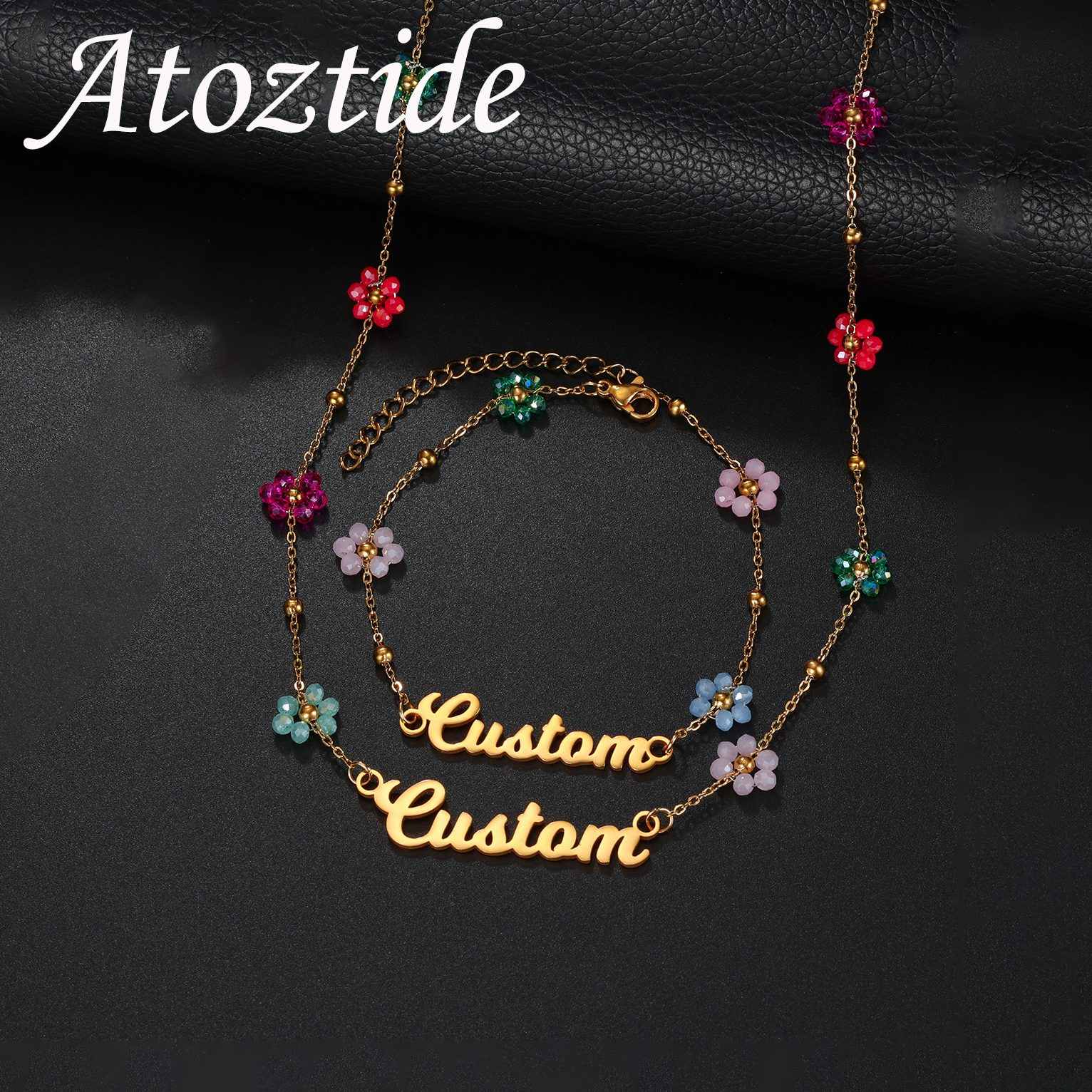 Birth Flower Necklace - Atoztide Set Perhiasan Nama Kustom Gelang