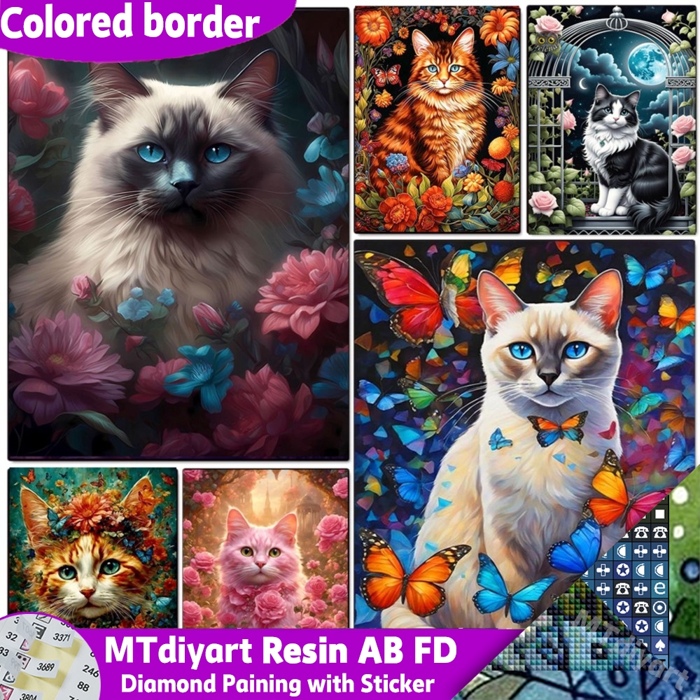 Photo Mosaic Print - Lukisan Berlian Kucing AB FD Resin