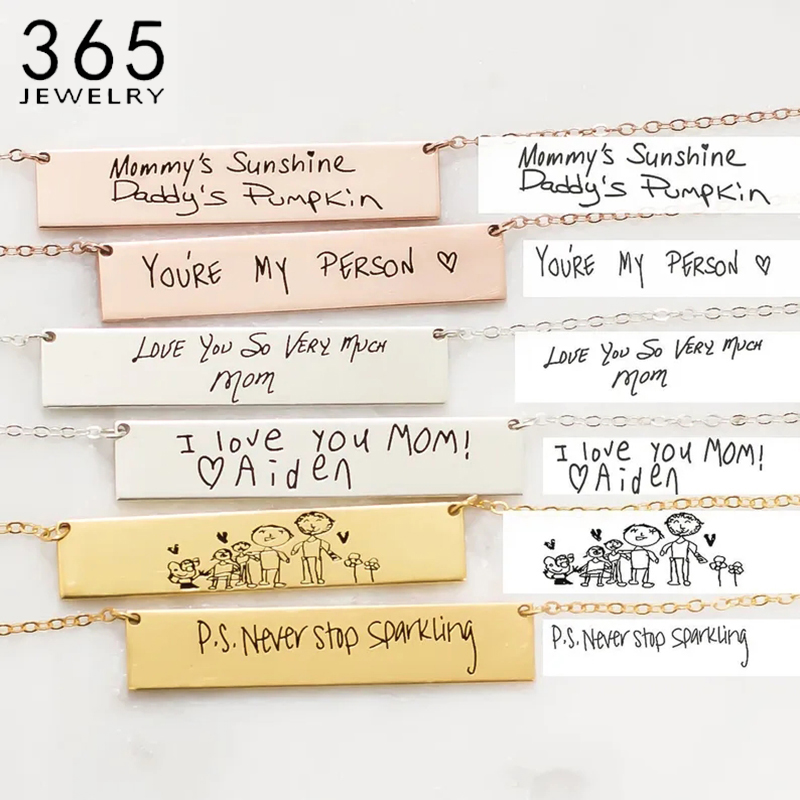 Handwriting Necklace Bar - Kalung liontin batang nama tulisan tangan