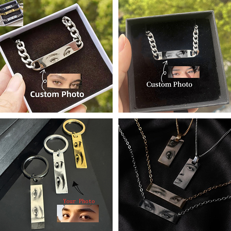 Initial Ring Custom - Gantungan Kunci Gambar Mata Terukir Dapat