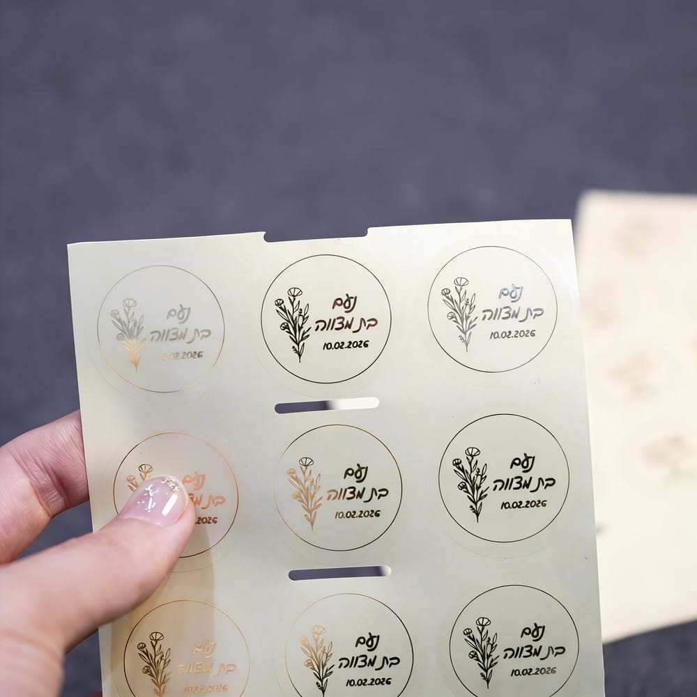 Personalised Candle Label - Stiker Foil Emas Transparan 100pcs Label