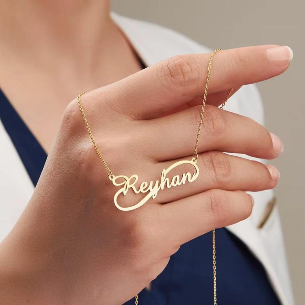 Birth Flower Necklace - Kalung Nama Infinity Custom Berlapis Emas