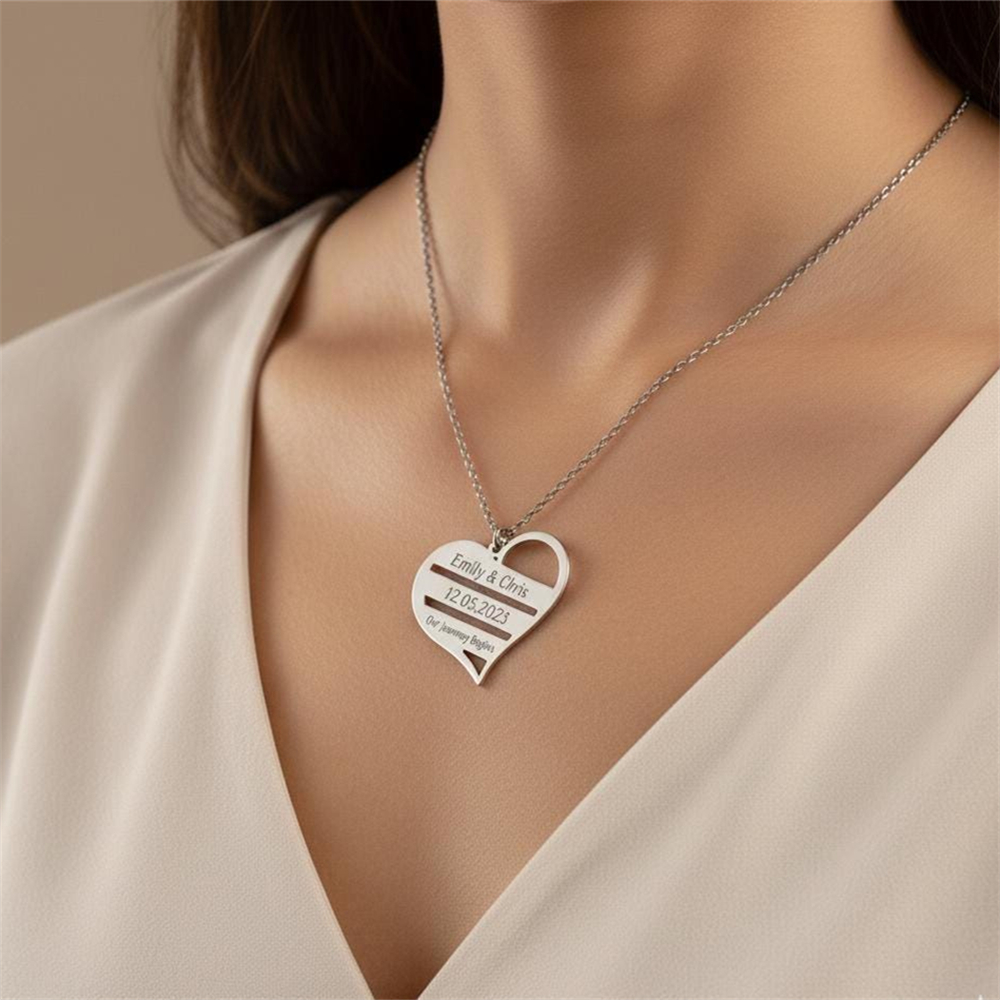 Birth Flower Necklace - Kalung Hati Custom Stainless Steel Perhiasan