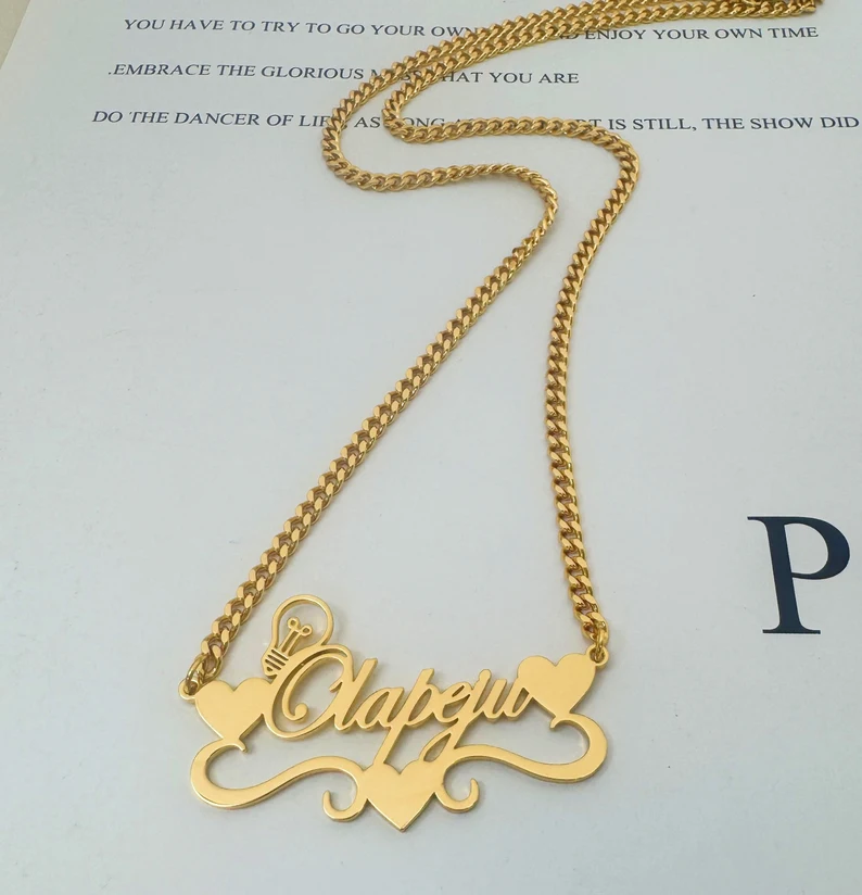 Kalung nama warna emas buatan  - Name Necklace Custom ulasan dan harga