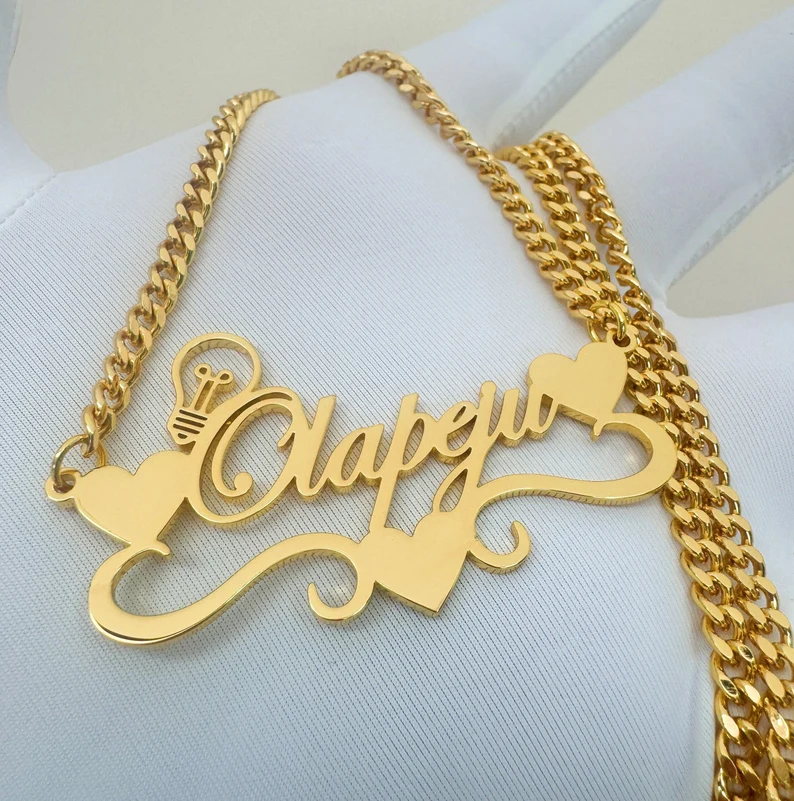 Kalung nama warna emas buatan  - Name Necklace Custom ulasan dan harga