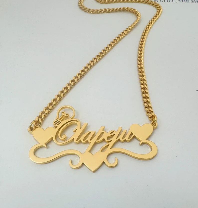 Kalung nama warna emas buatan  - Name Necklace Custom ulasan dan harga