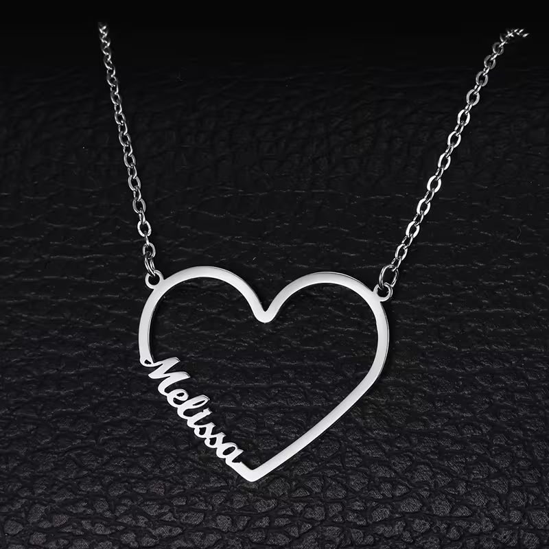 Kalung Nama Hati Saling Terkai - Name Necklace Custom ulasan dan harga