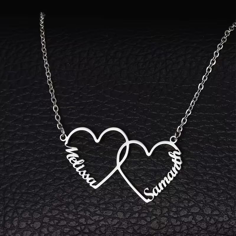 Kalung Nama Hati Saling Terkai - Name Necklace Custom ulasan dan harga