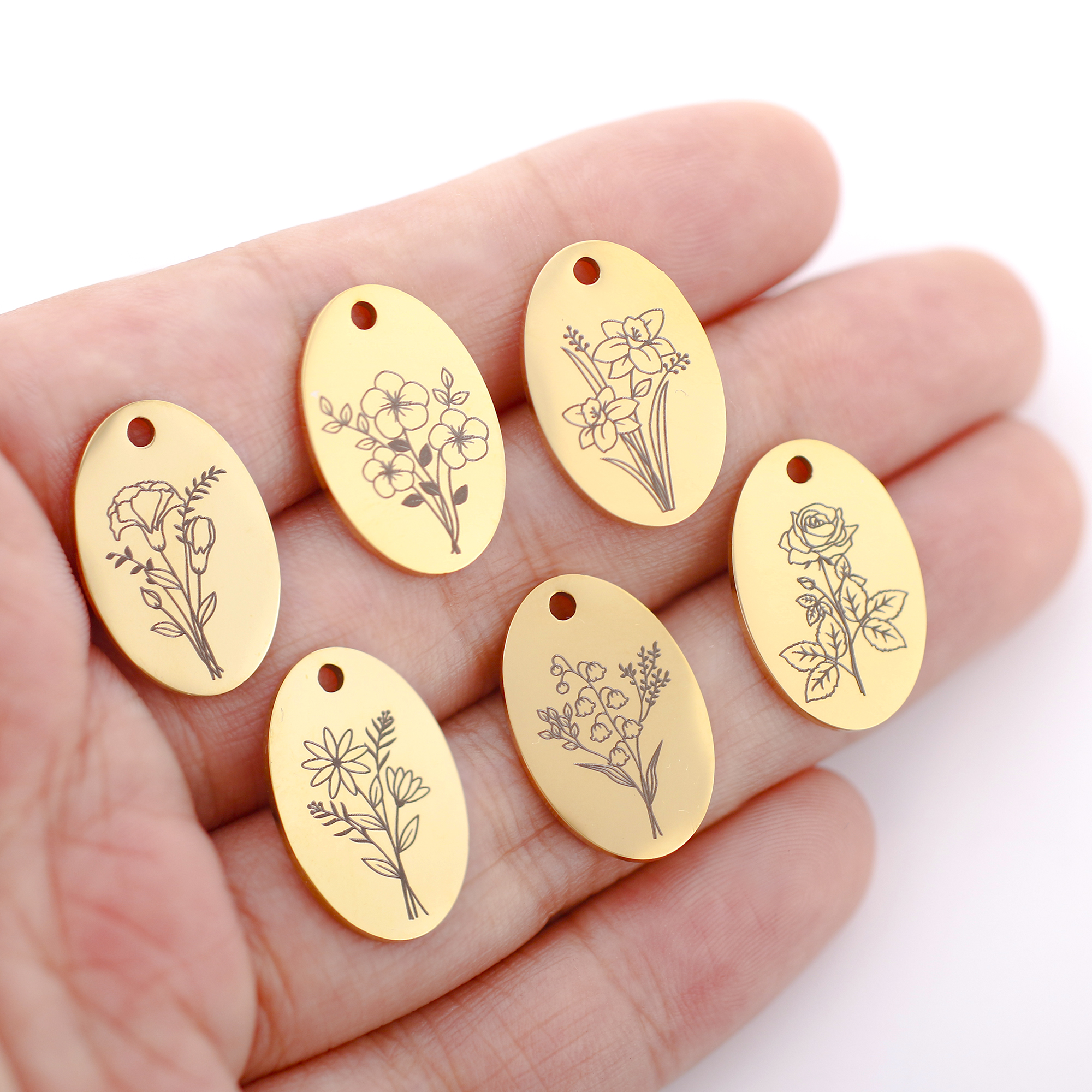 5 buah liontin bunga bulan lah - Birth Flower Necklace ulasan dan harga