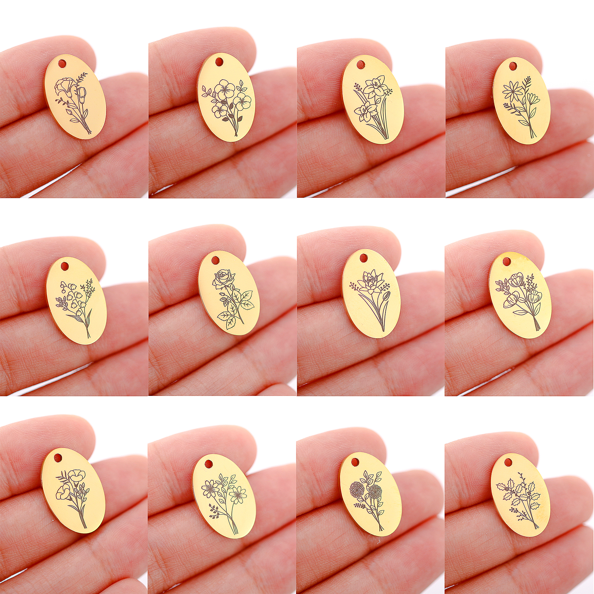 5 buah liontin bunga bulan lah - Birth Flower Necklace ulasan dan harga