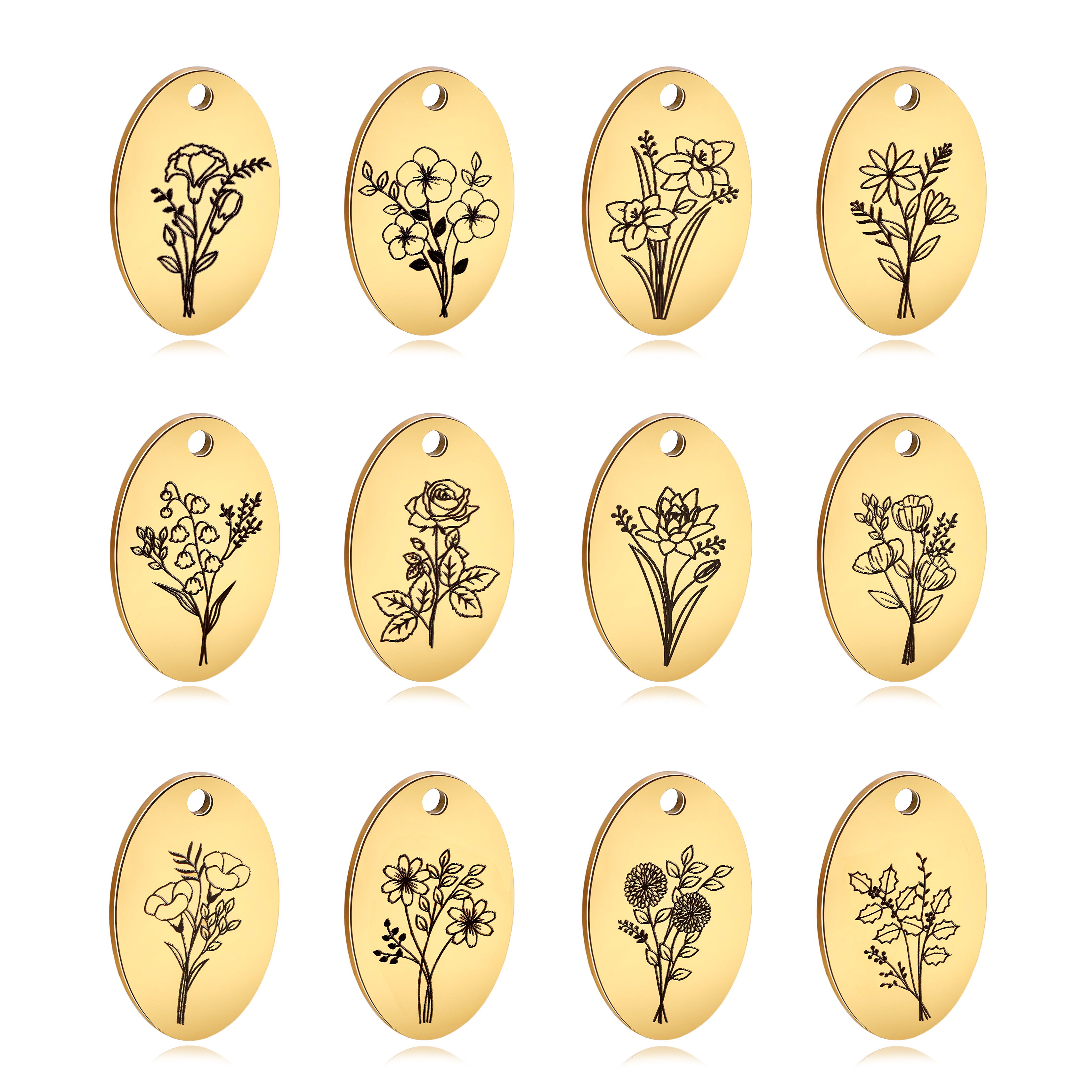 5 buah liontin bunga bulan lah - Birth Flower Necklace ulasan dan harga