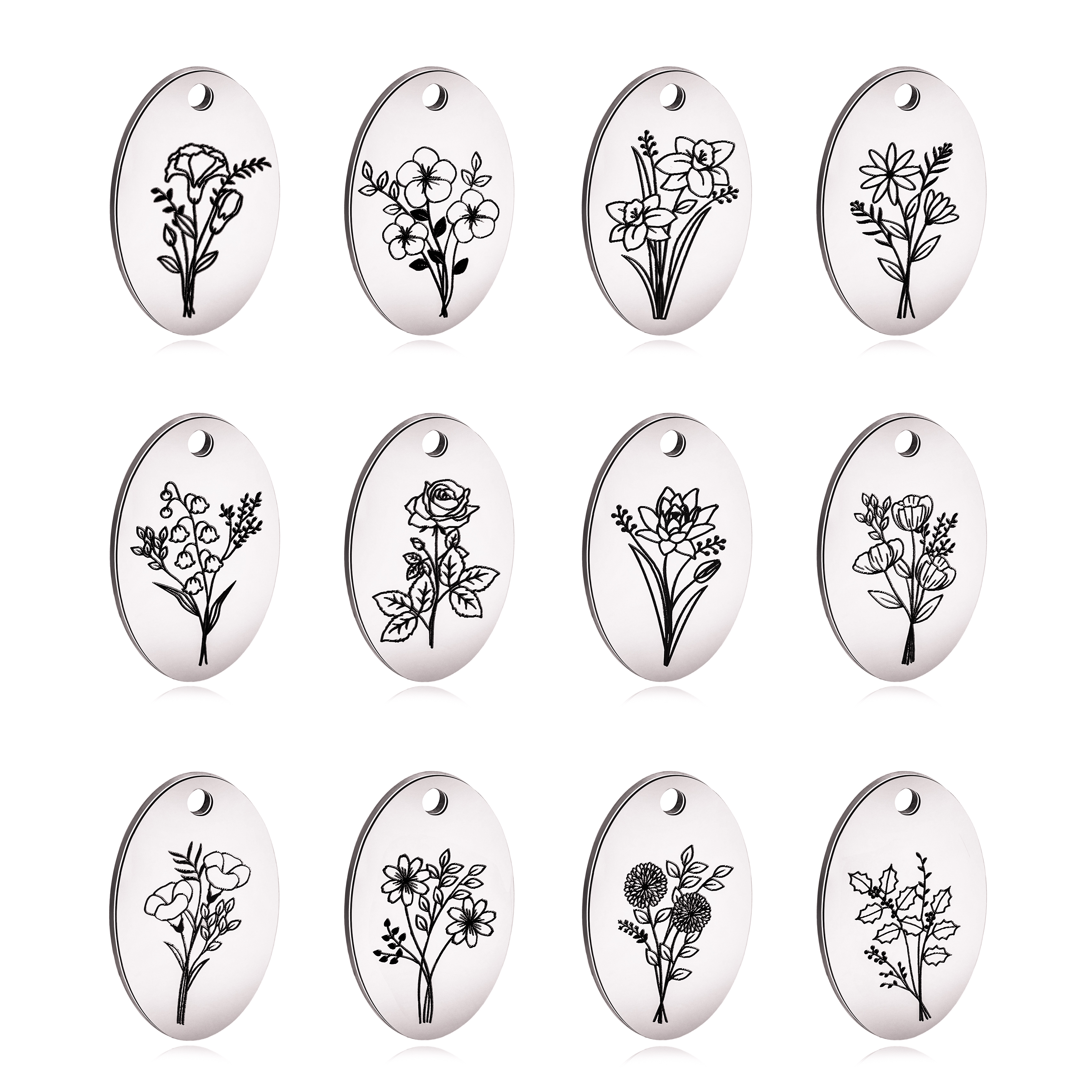 5 buah liontin bunga bulan lah - Birth Flower Necklace ulasan dan harga