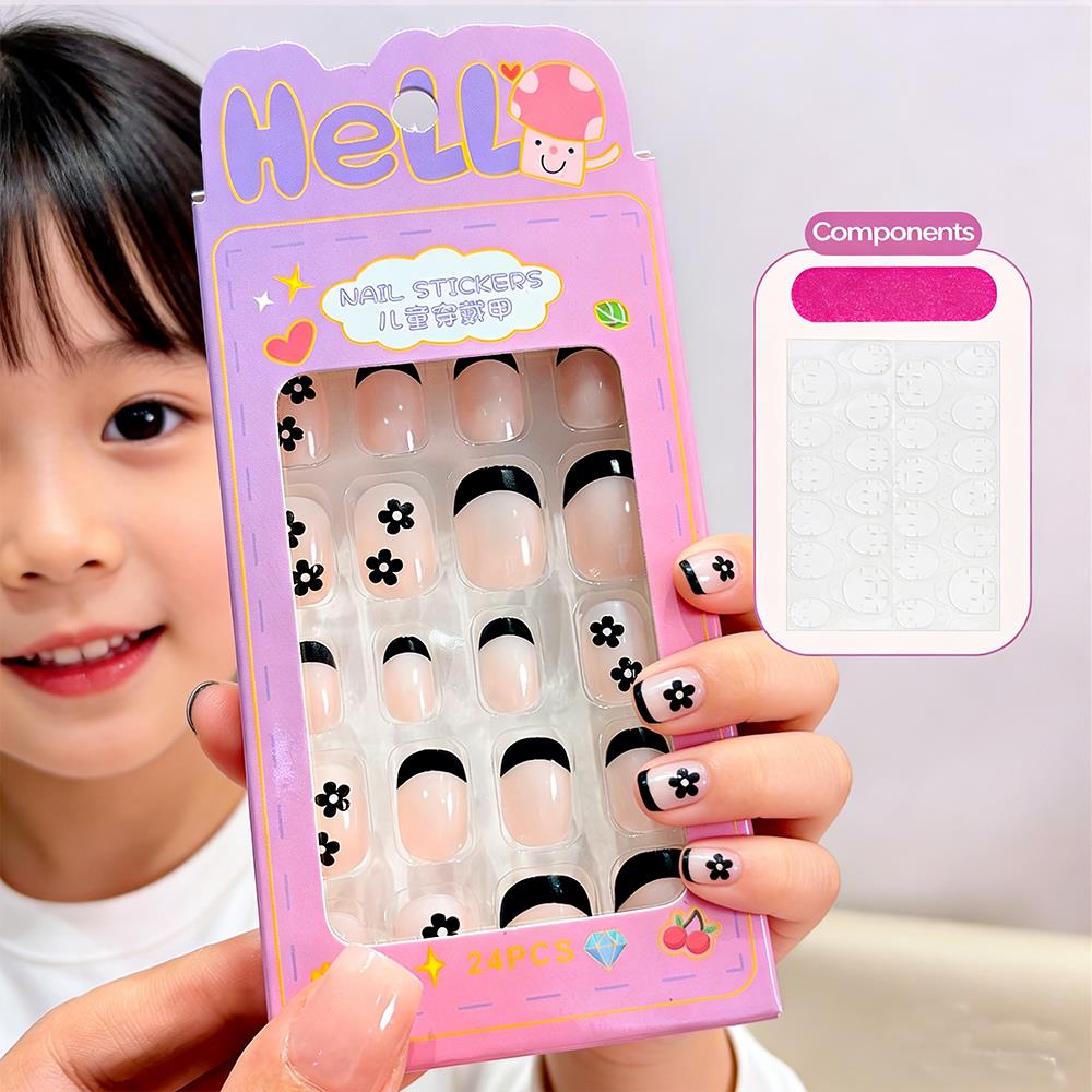 24Pcs/Box Kuku Palsu Anak Moti - Pressed Flower Art ulasan dan harga