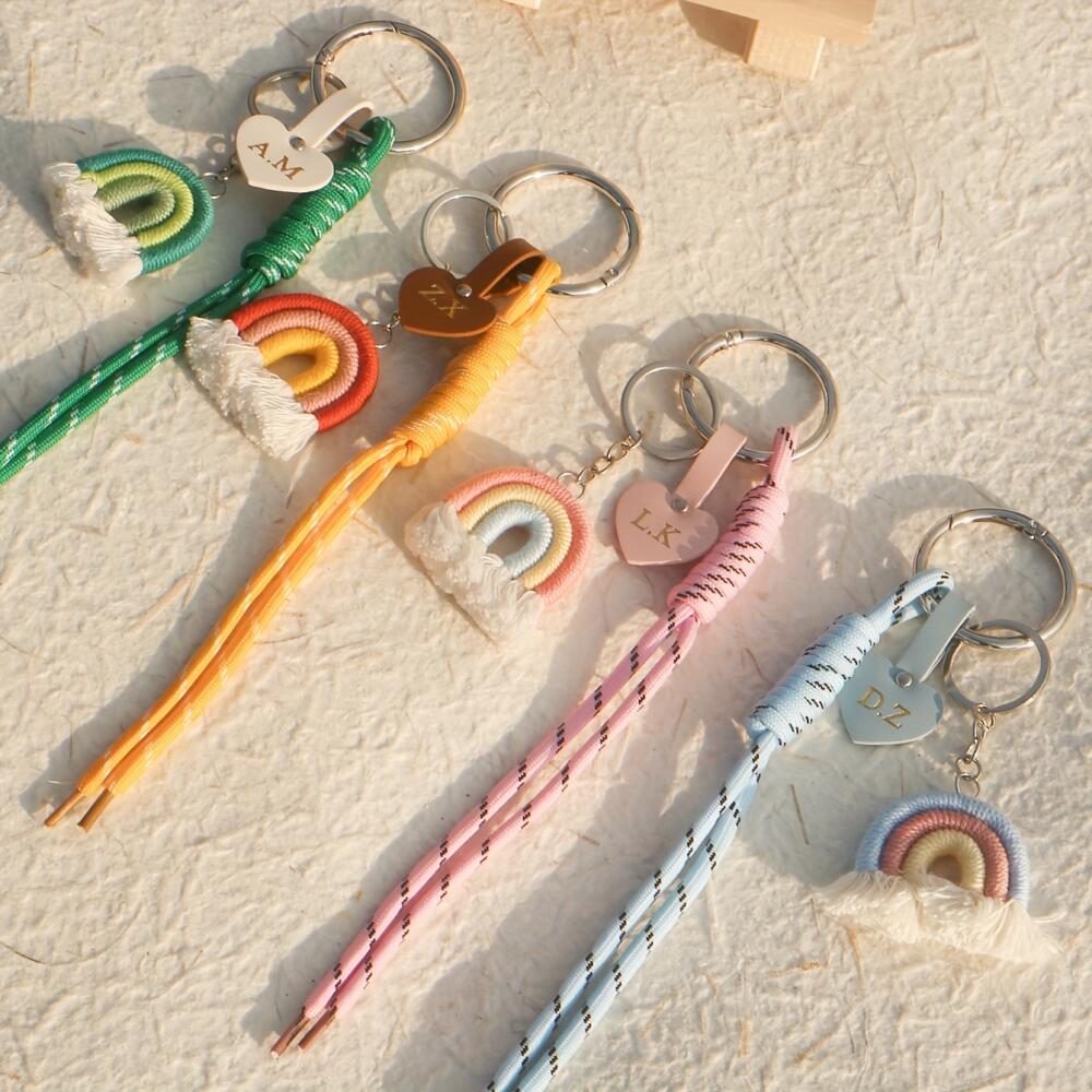 Gantungan Kunci Macrame Pelang - Monogram Keychain Leather ulasan dan harga