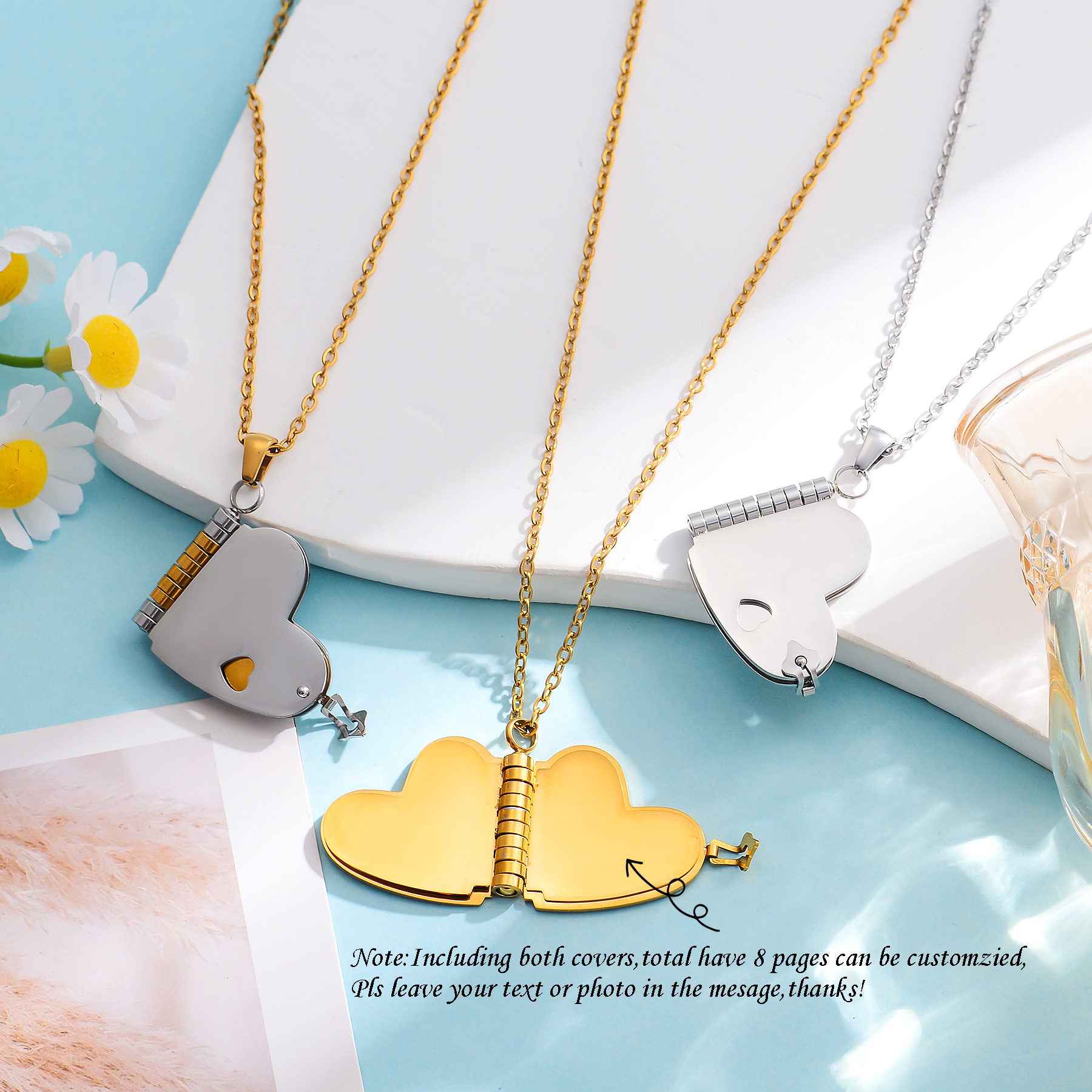 Kalung Liontin Buku Hati Stain - Custom Photo Book ulasan dan harga
