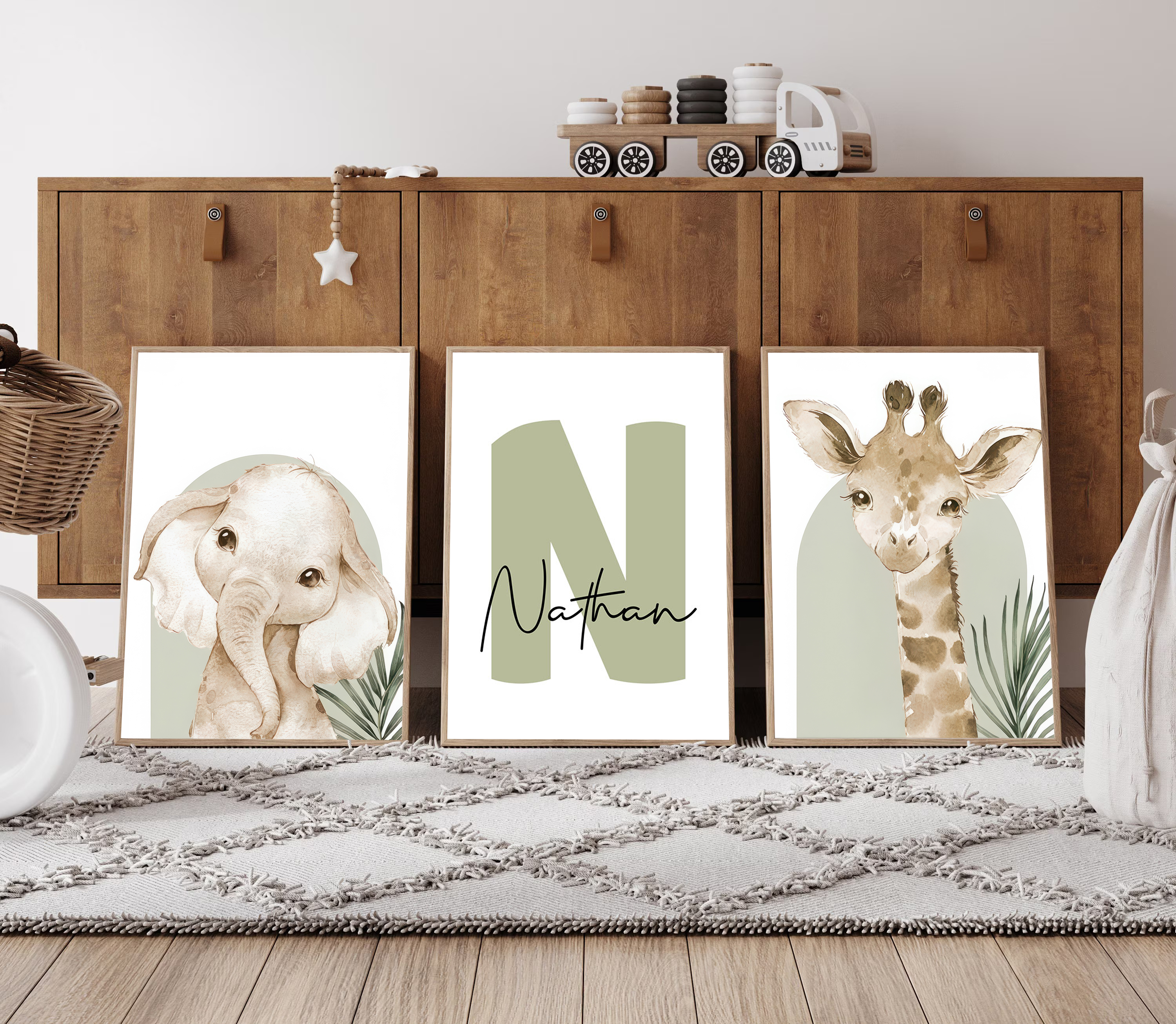 3pcs/set Poster Kanvas Safari  - Personalized Name Box ulasan dan harga
