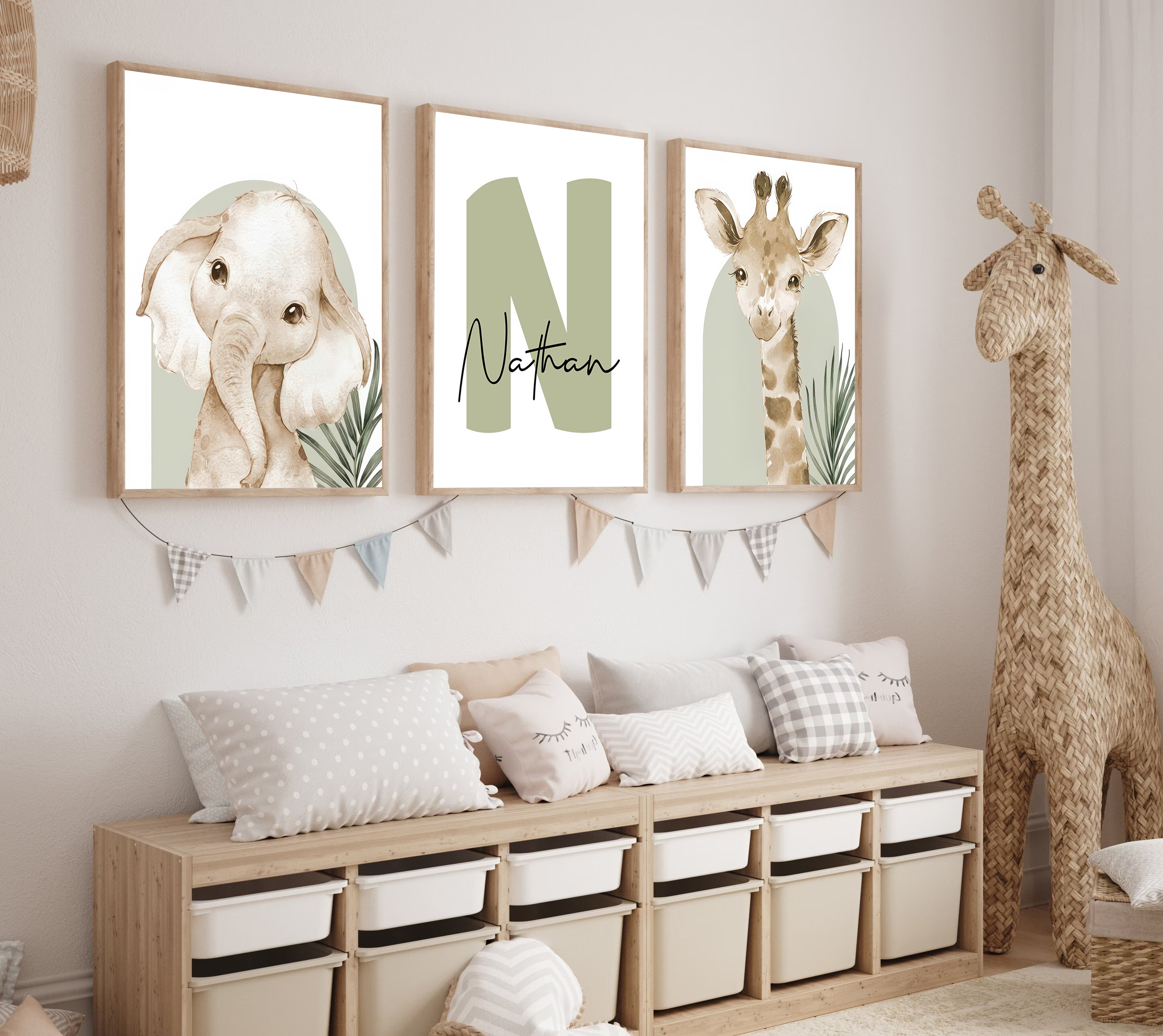3pcs/set Poster Kanvas Safari  - Personalized Name Box ulasan dan harga
