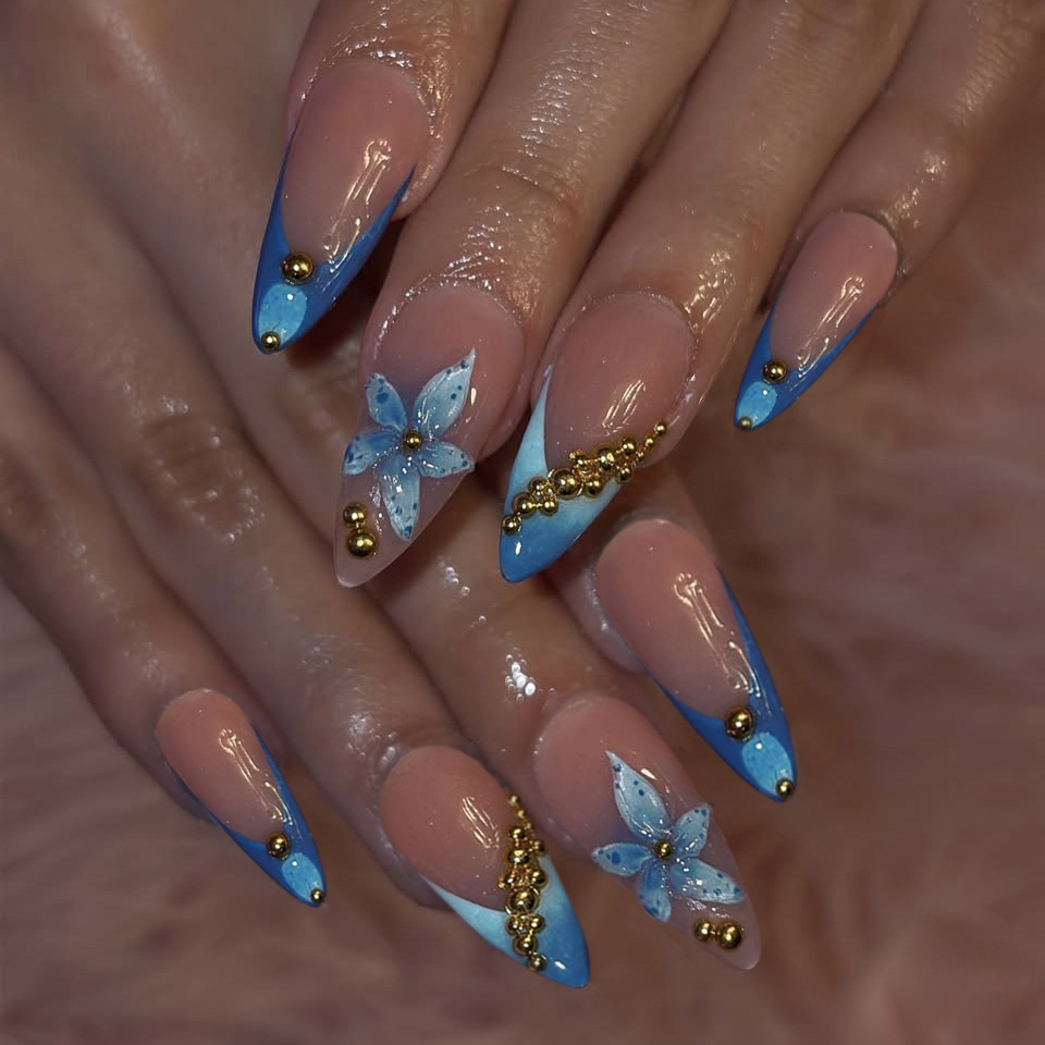Kuku palsu nude dengan motif b - Pressed Flower Art ulasan dan harga