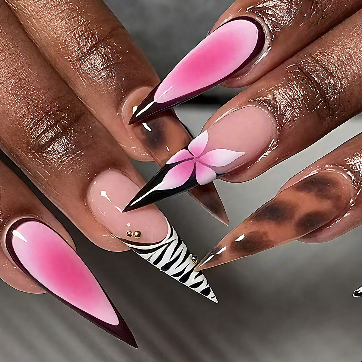 Kuku palsu nude dengan motif b - Pressed Flower Art ulasan dan harga