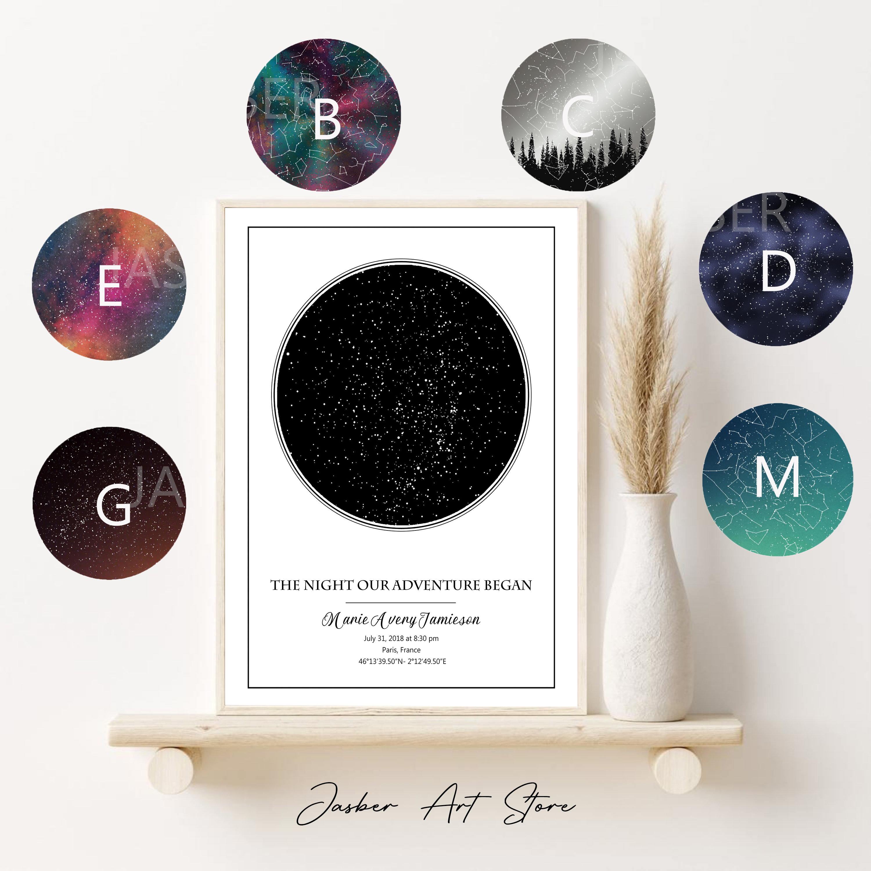 Poster peta bintang pribadi ha - Custom Star Map ulasan dan harga