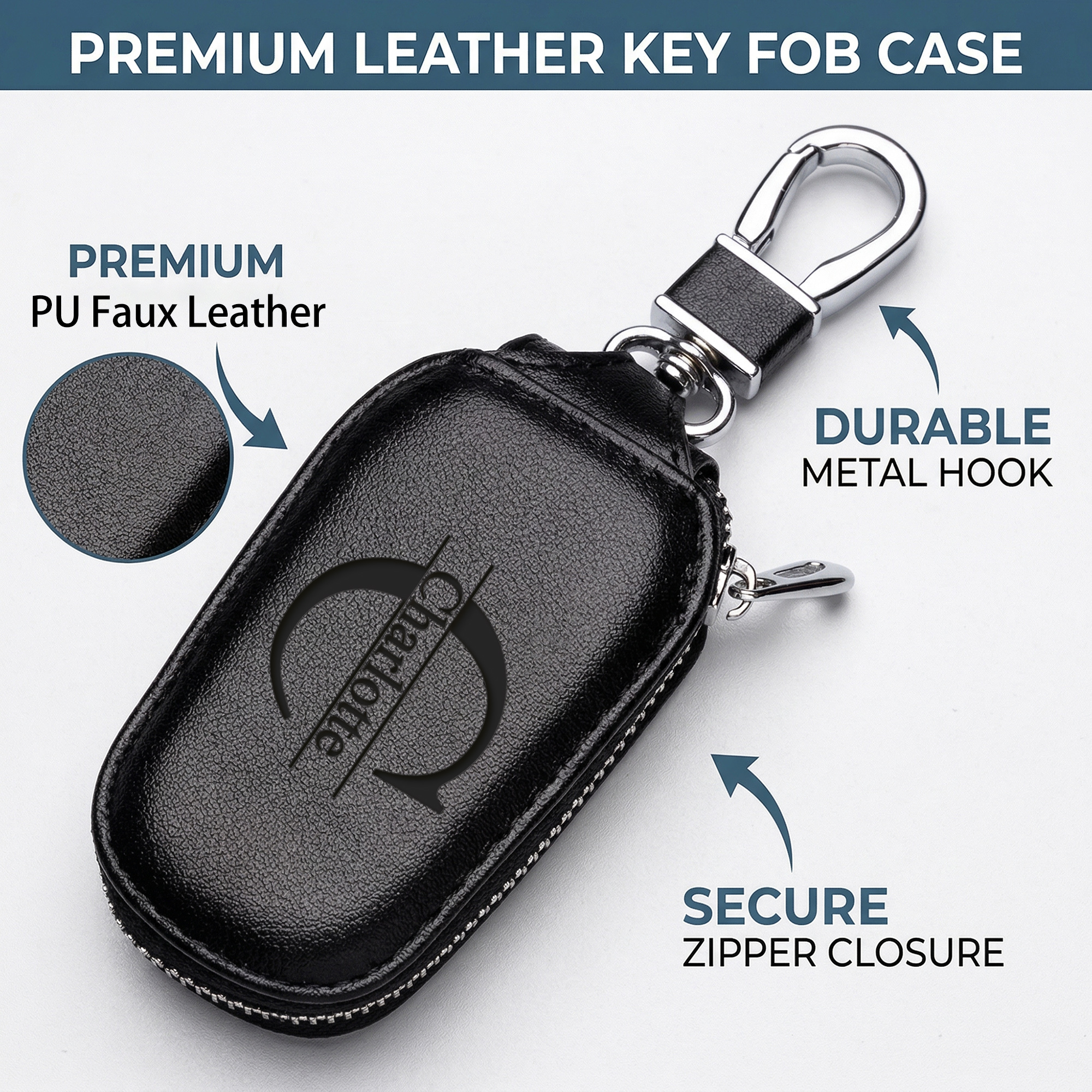 Casing Kunci Ritsleting Kustom - Monogram Keychain Leather ulasan dan harga