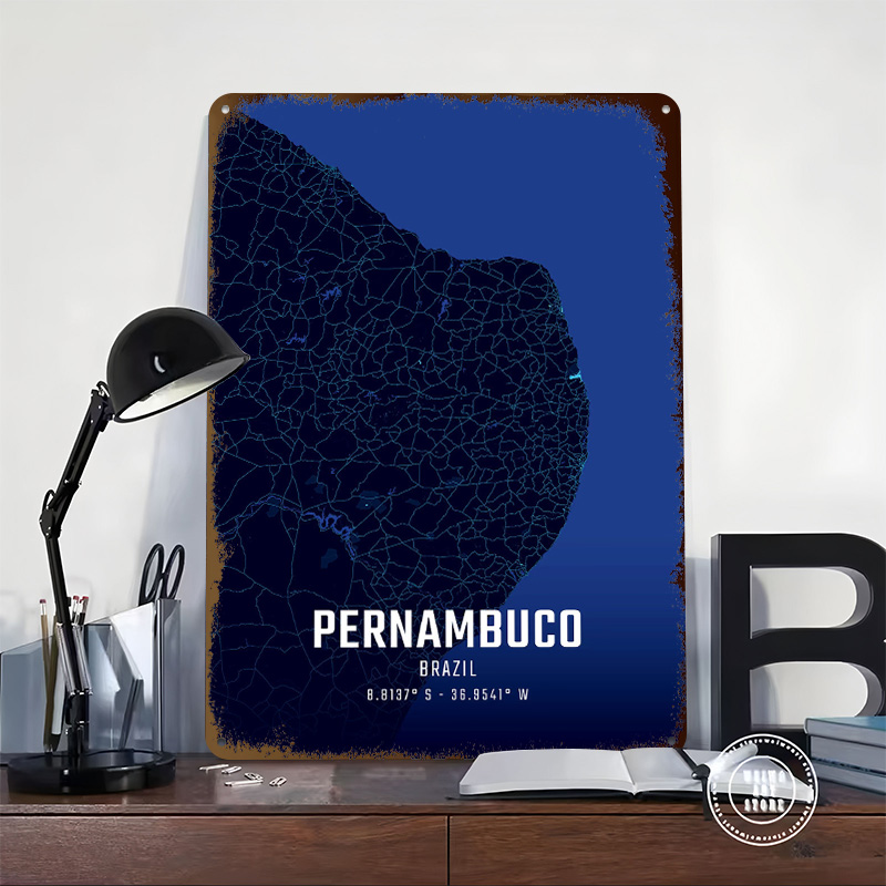 Poster Logam Peta Kota Pernamb - Custom Map Poster ulasan dan harga
