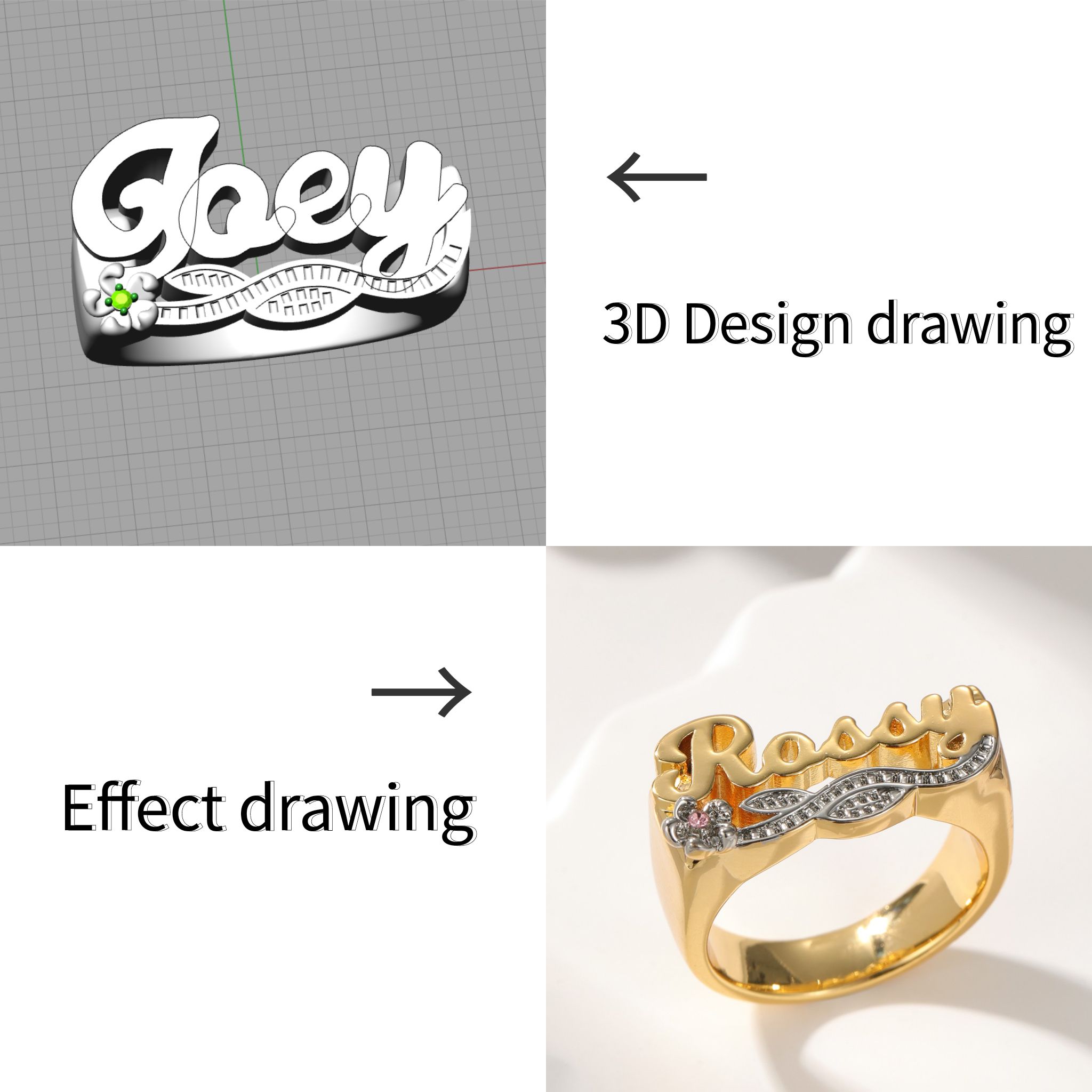Cincin Nama 3D Cincin Nama Ber - Initial Ring Custom ulasan dan harga