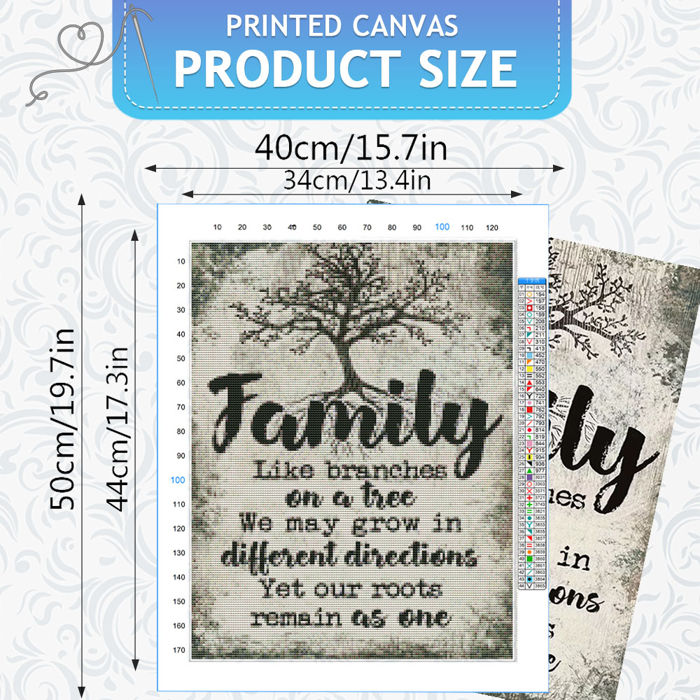 HUACAN 11CT Kit Lengkap Sulama - Family Tree Print ulasan dan harga