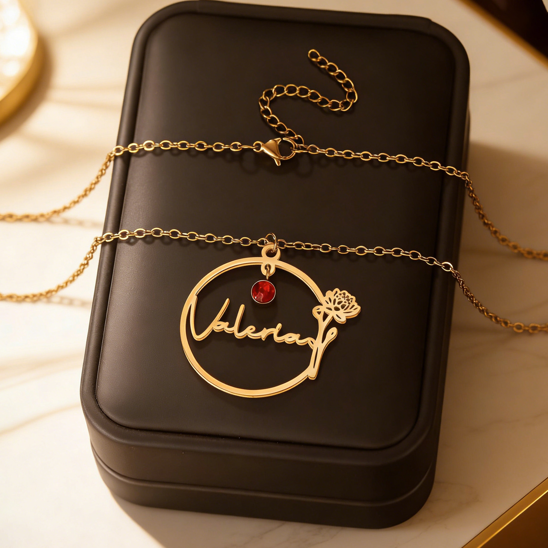 Kalung Nama Kustom Haiyufly un - Birth Flower Necklace ulasan dan harga
