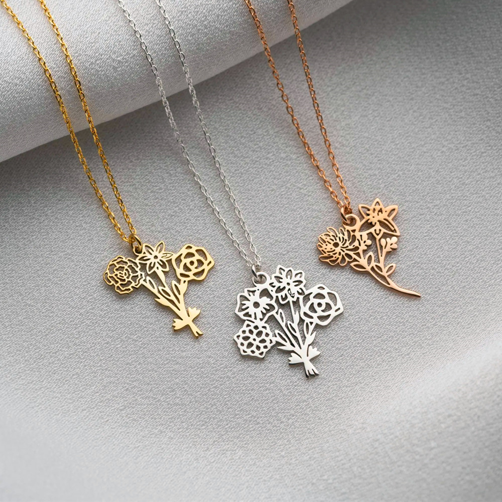 Kalung Buket Bunga Kelahiran y - Birth Flower Necklace ulasan dan harga