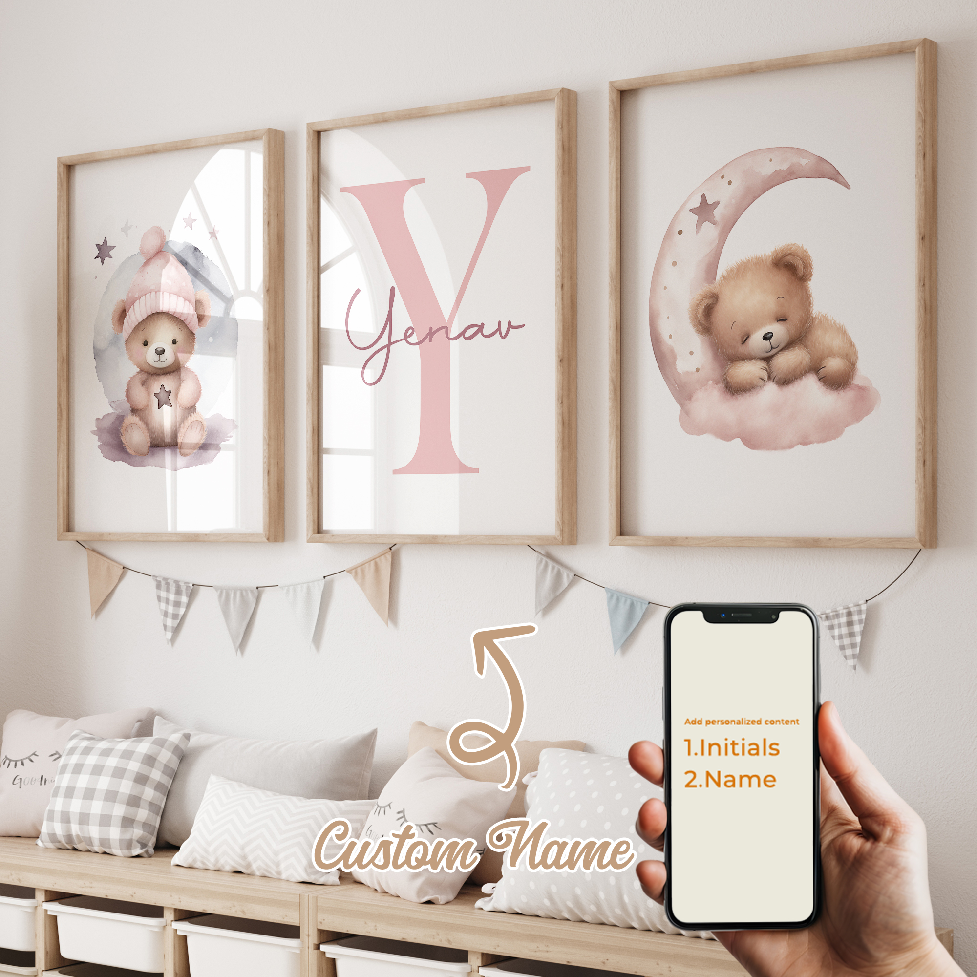 3pcs Lukisan Kanvas Poster Gam - Personalized Name Box ulasan dan harga