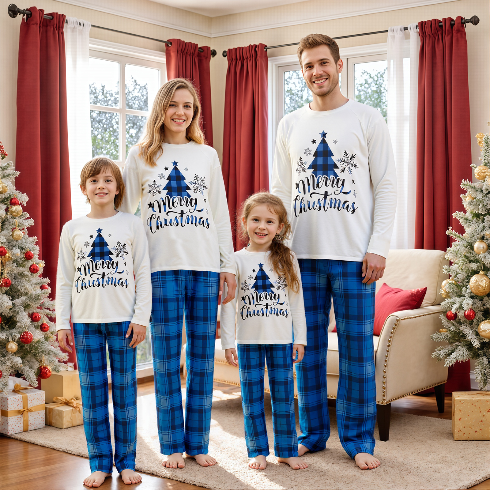 Piyama Natal Seragam Keluarga, - Family Tree Print ulasan dan harga